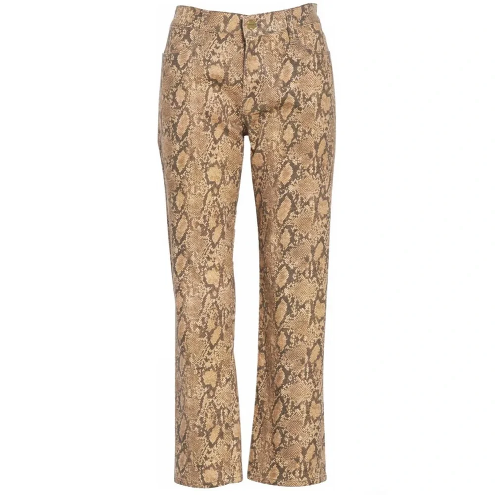 NWT FRAME Le High Python Print Ankle Crop Coated Skinny Jeans Women’s Size 26 - Picture 3 of 4